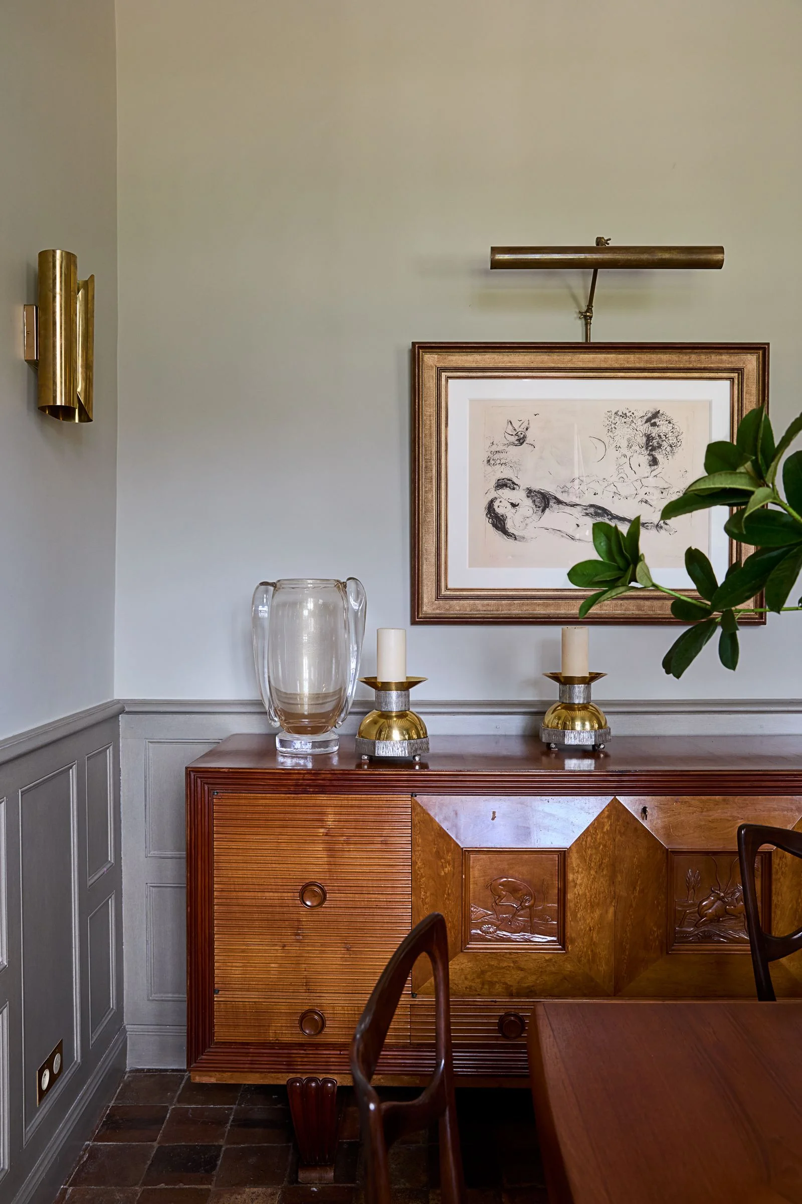 Image may contain Indoors Interior Design Wood Furniture Sideboard Hardwood and Stained Wood