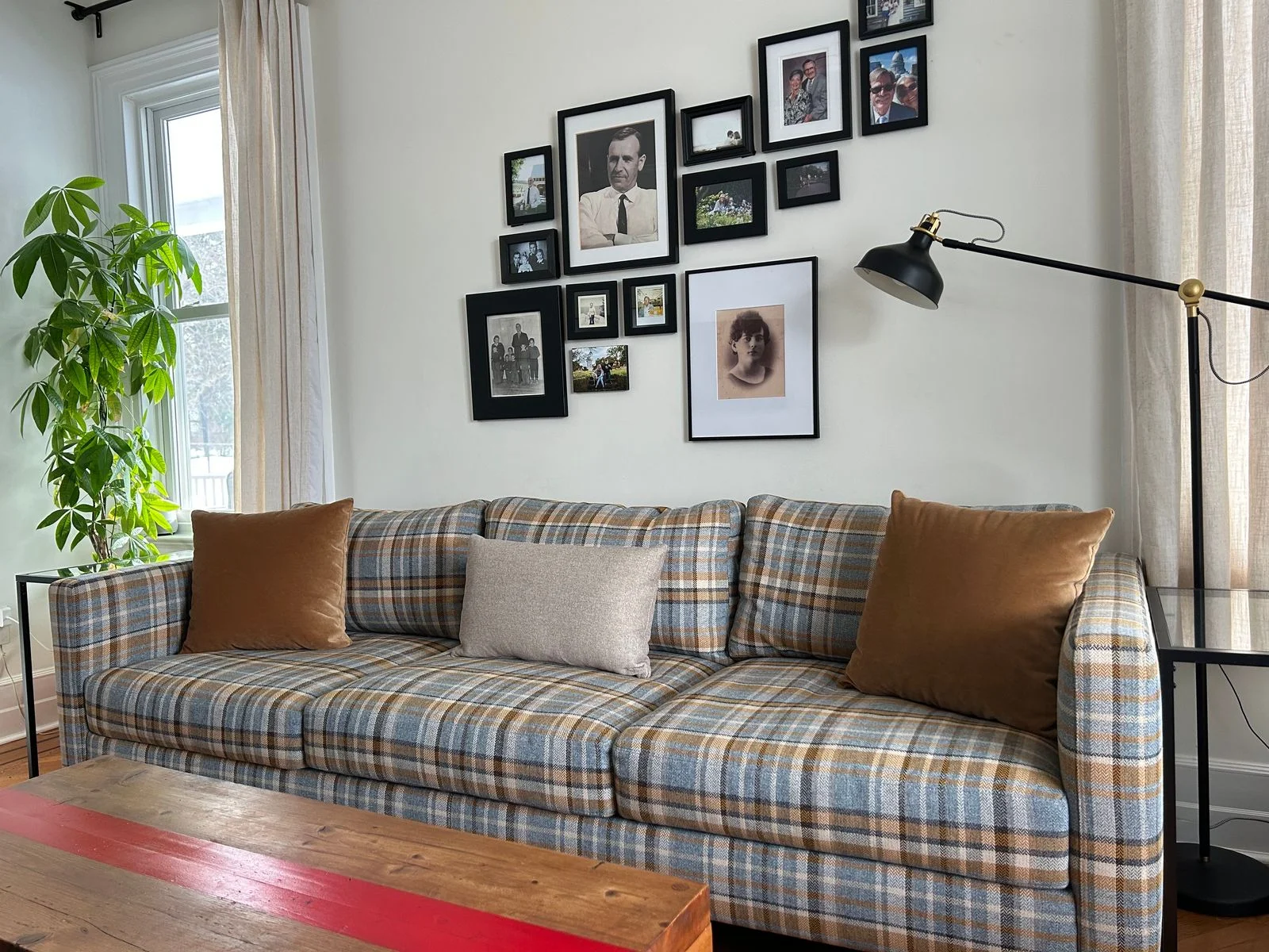 Image may contain Fritz Sennheiser Couch Furniture Cushion Home Decor Person Adult Pillow and Photo Frame