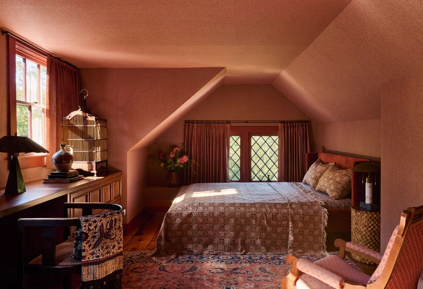 Image may contain Indoors Interior Design Architecture Building House Housing Loft Room Bed and Furniture