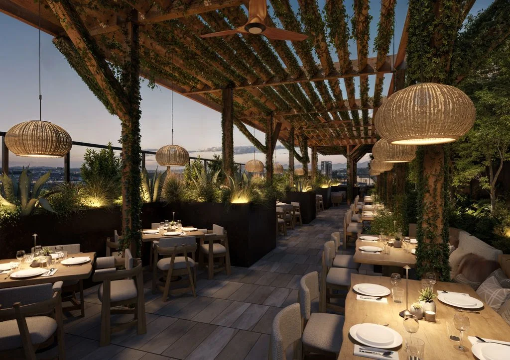 Image may contain Indoors Restaurant Dining Table Furniture Table Terrace Appliance Ceiling Fan and Device