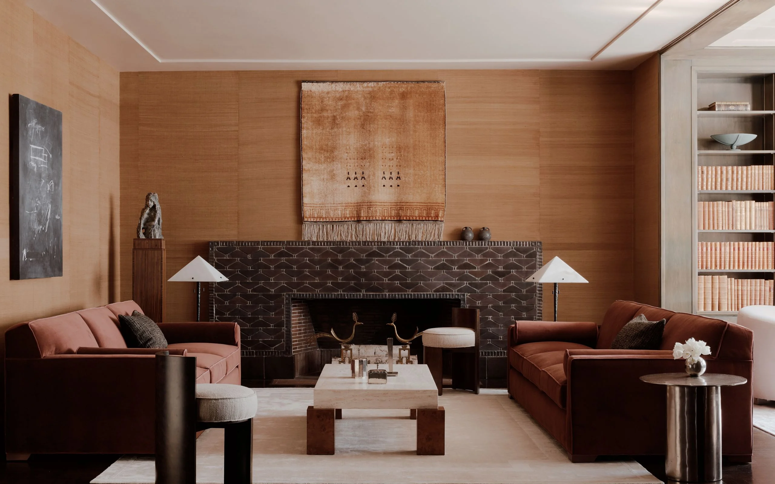 Living room filled with furniture from Athena Calderone designed with Crate  Barrel.