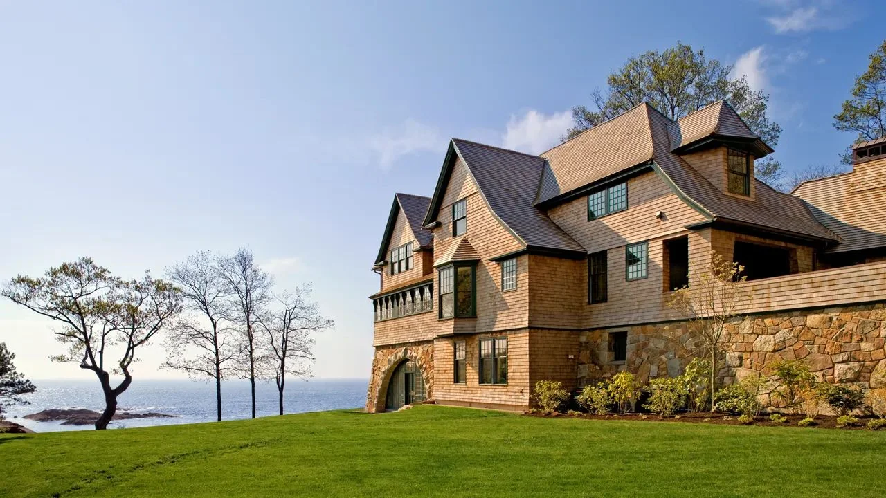 Image may contain Nature Outdoors Scenery Architecture Building Housing Grass Plant House and Manor