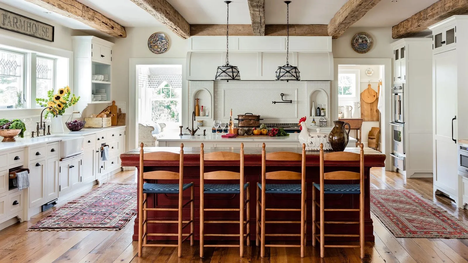 Image may contain Architecture Building Dining Room Dining Table Furniture Indoors Room Table and Kitchen