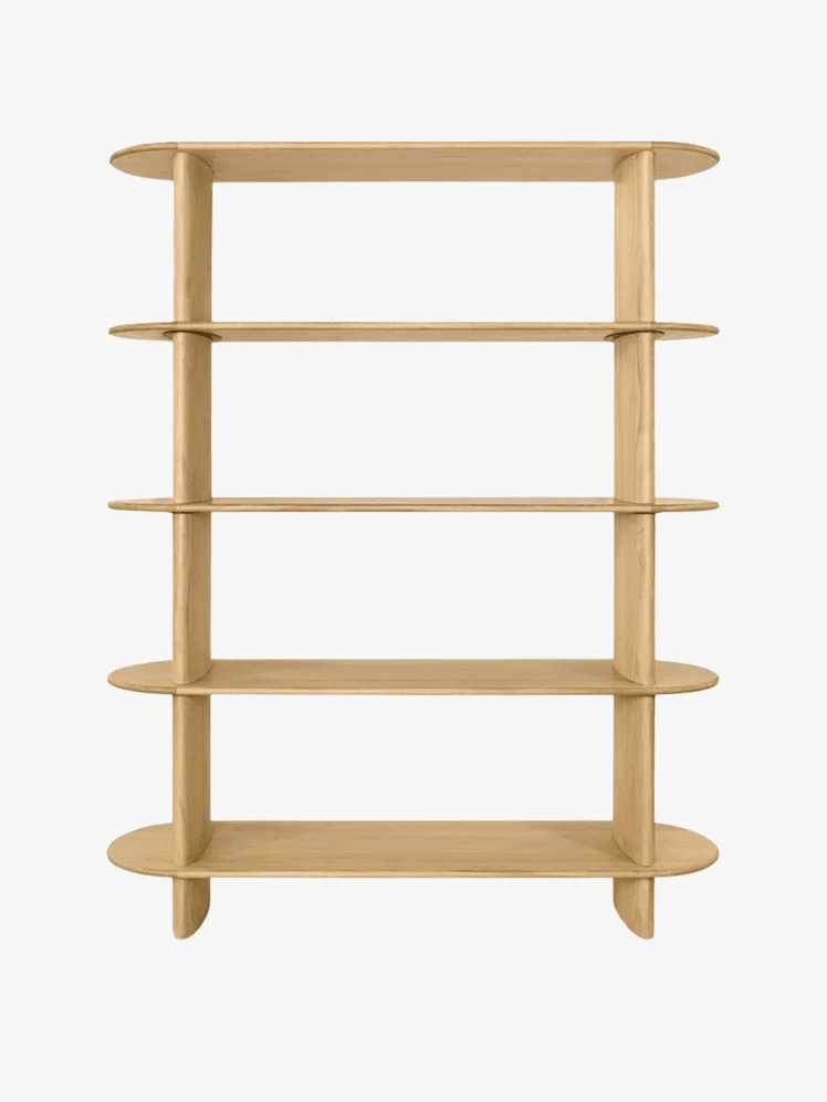 Light wooden shelves with rounded edges