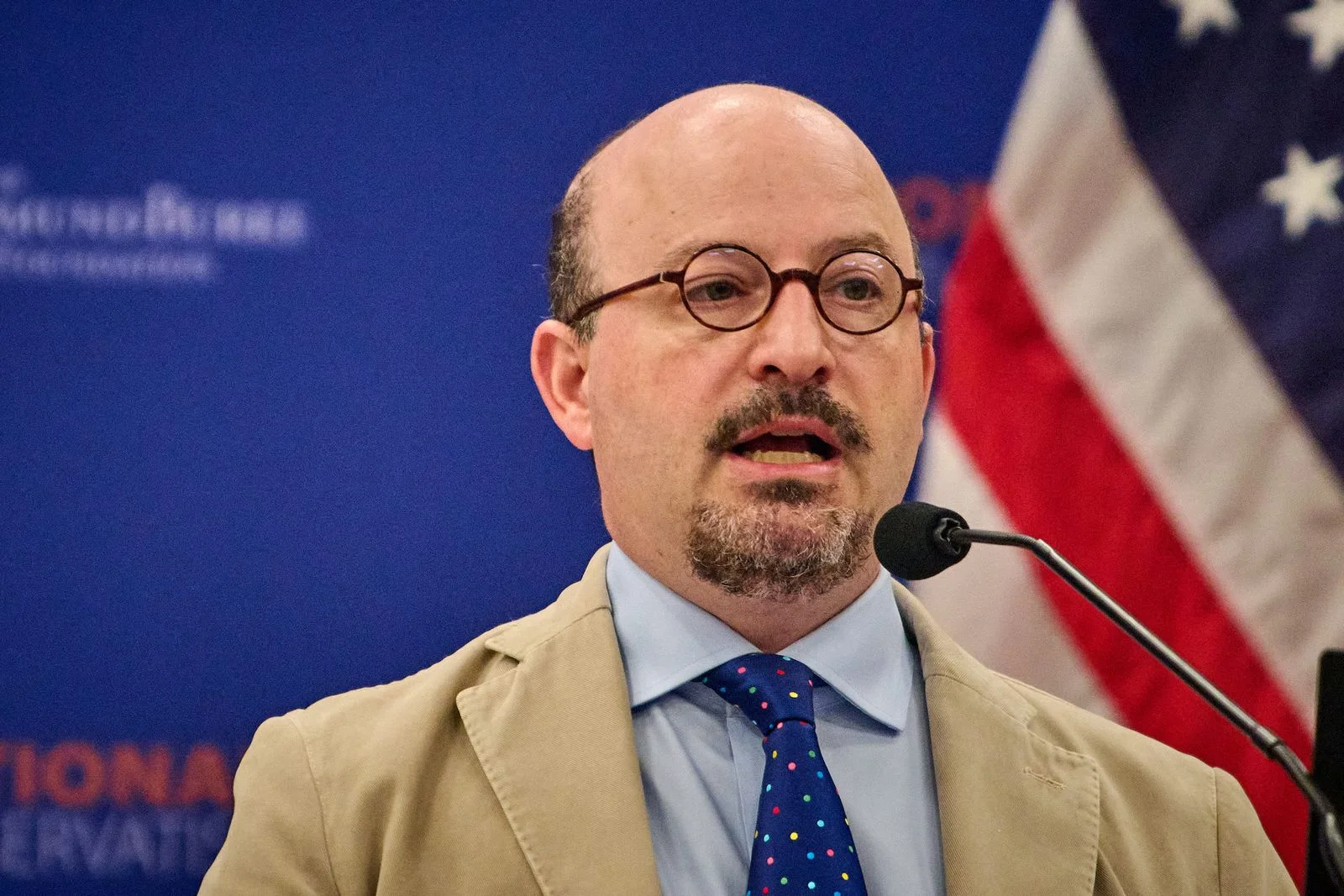 Justin Shubow speaks at the National Conservatism Conference in Washington D.C. Sept. 3 2025.