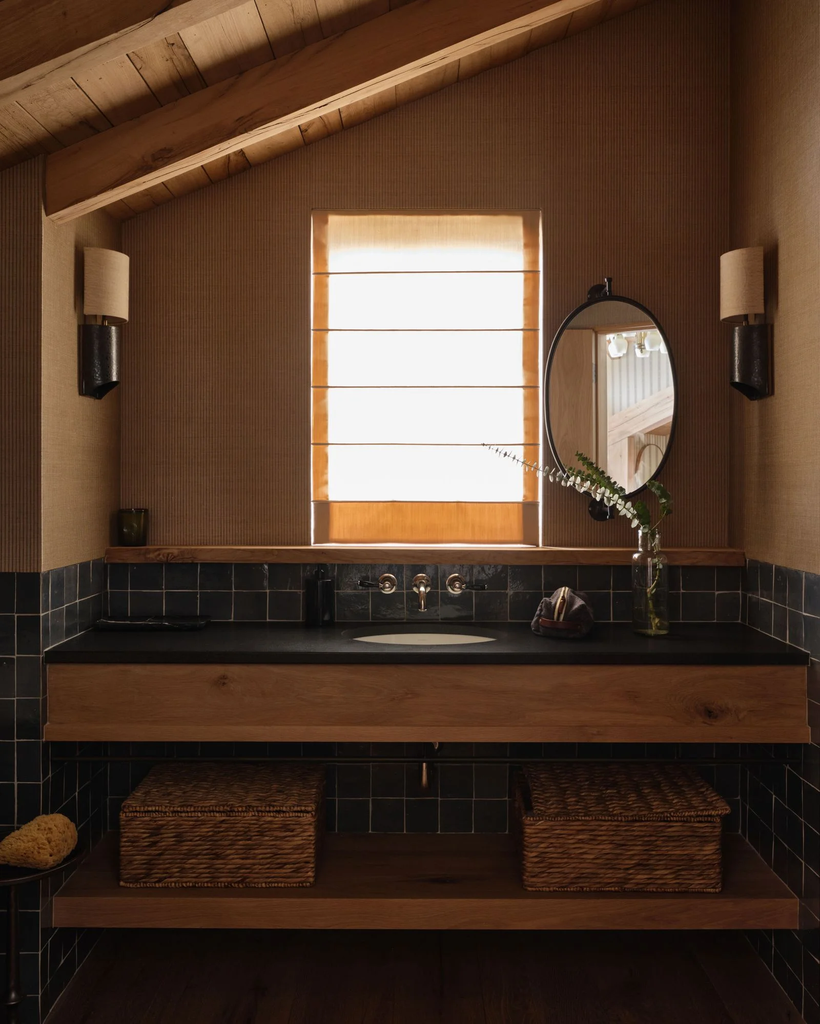 Image may contain Indoors Interior Design Sink Sink Faucet and Lamp