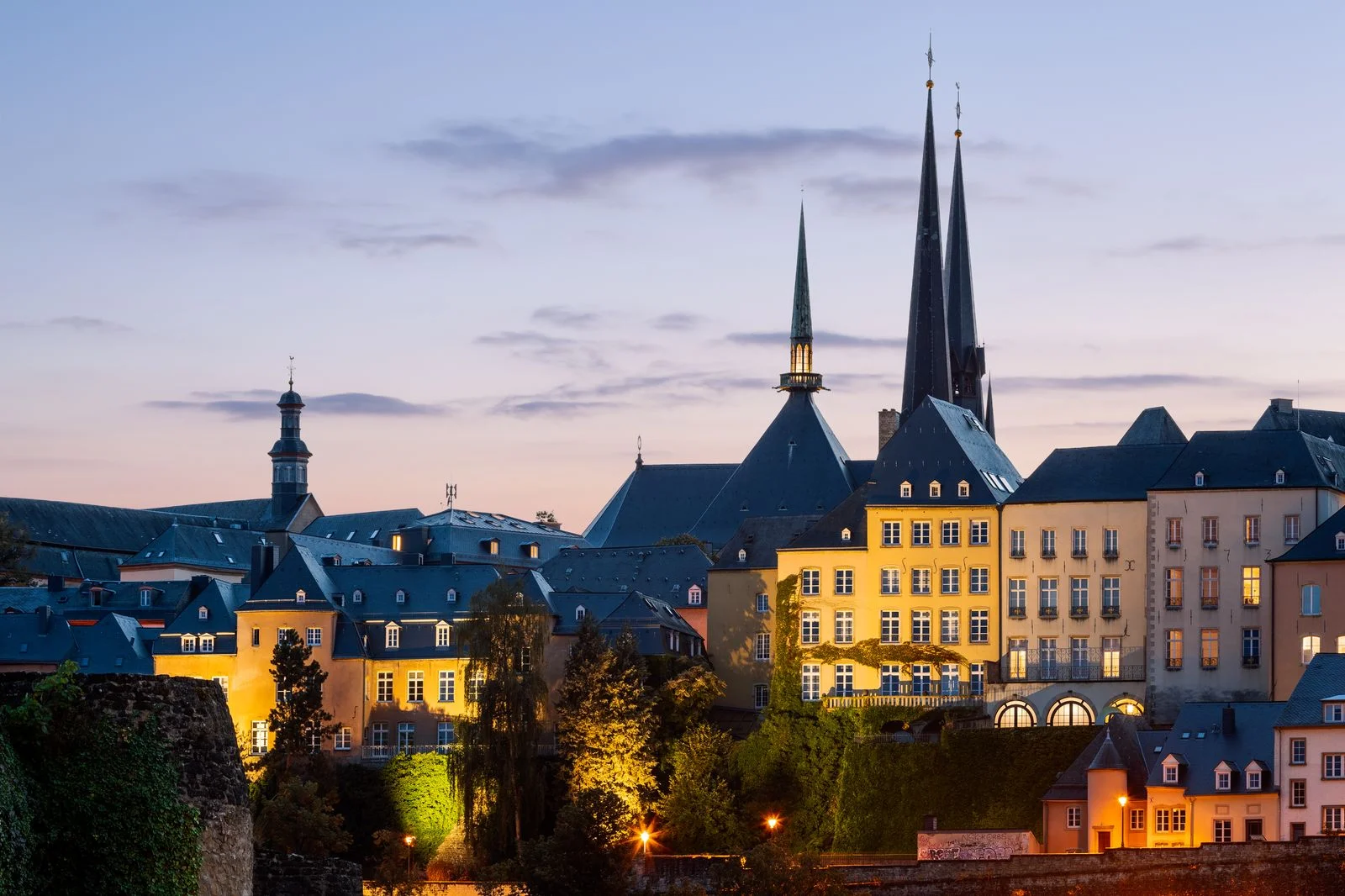 Cathdrale NotreDame Dusk Luxembourg City Luxembourg