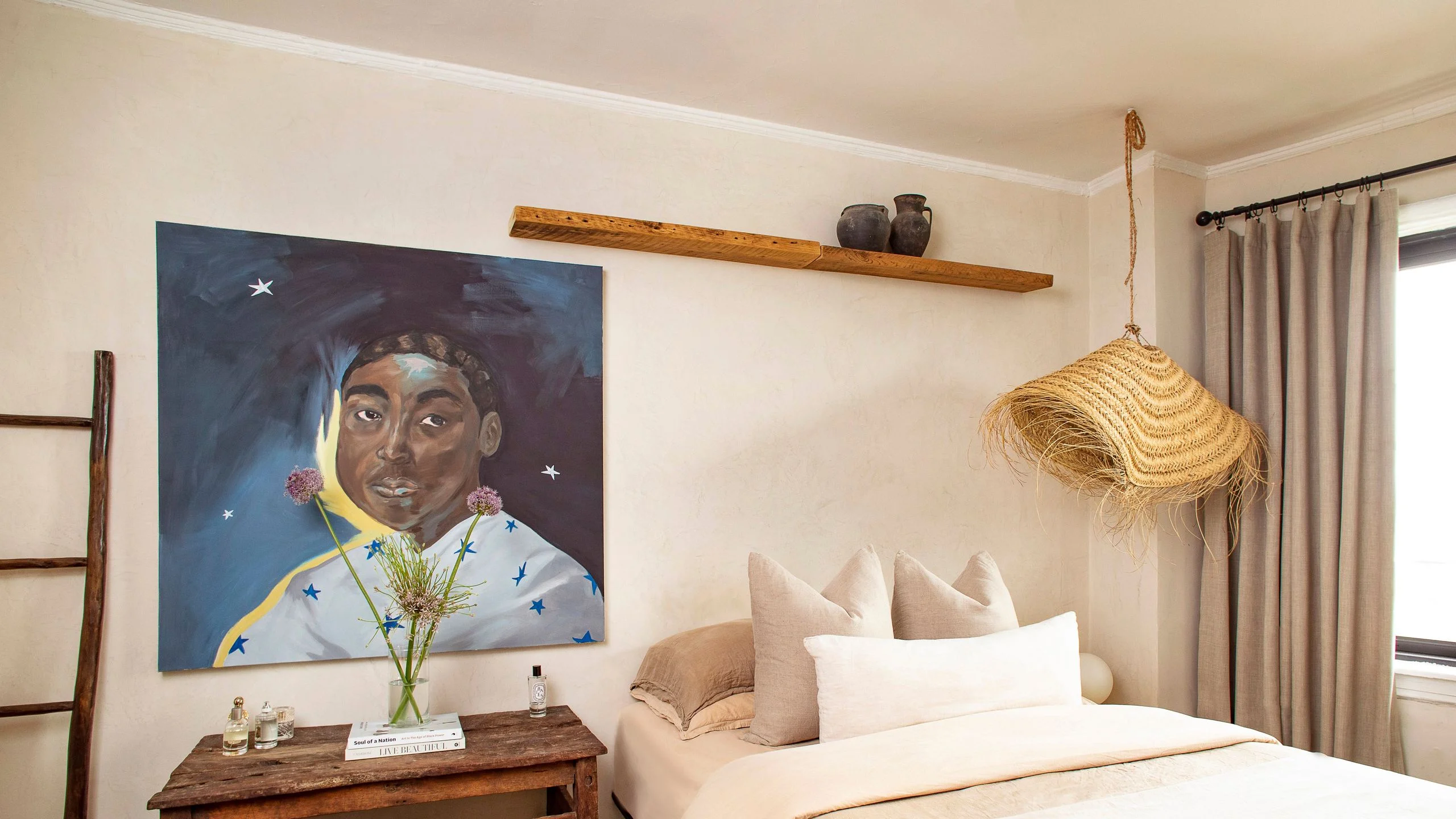 Image may contain Indoors Interior Design Cushion Home Decor Desk Furniture Table Bed Person Corner and Bedroom