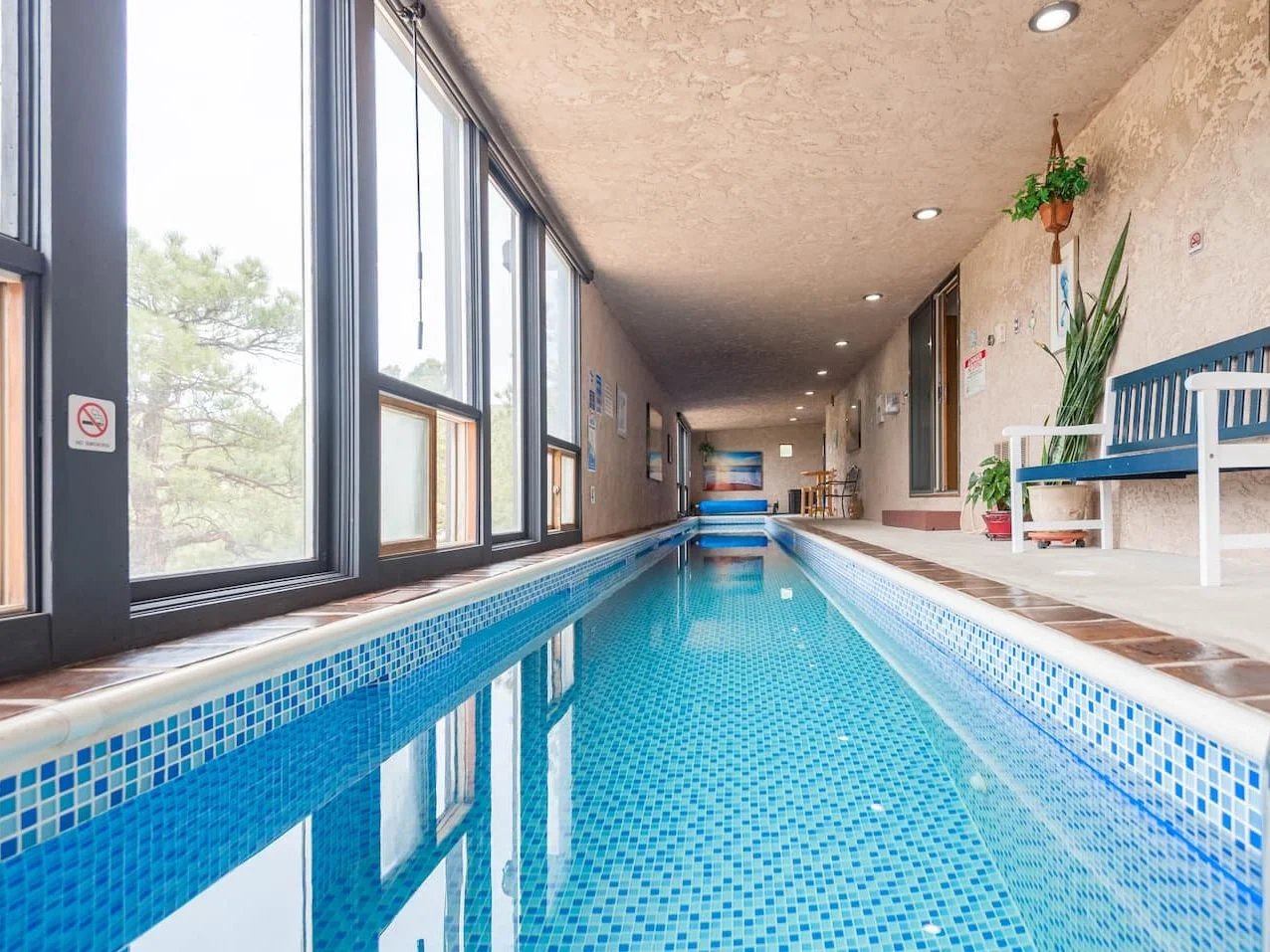 Indoor lap pool in an Airbnb in Colorado Springs Colorado.