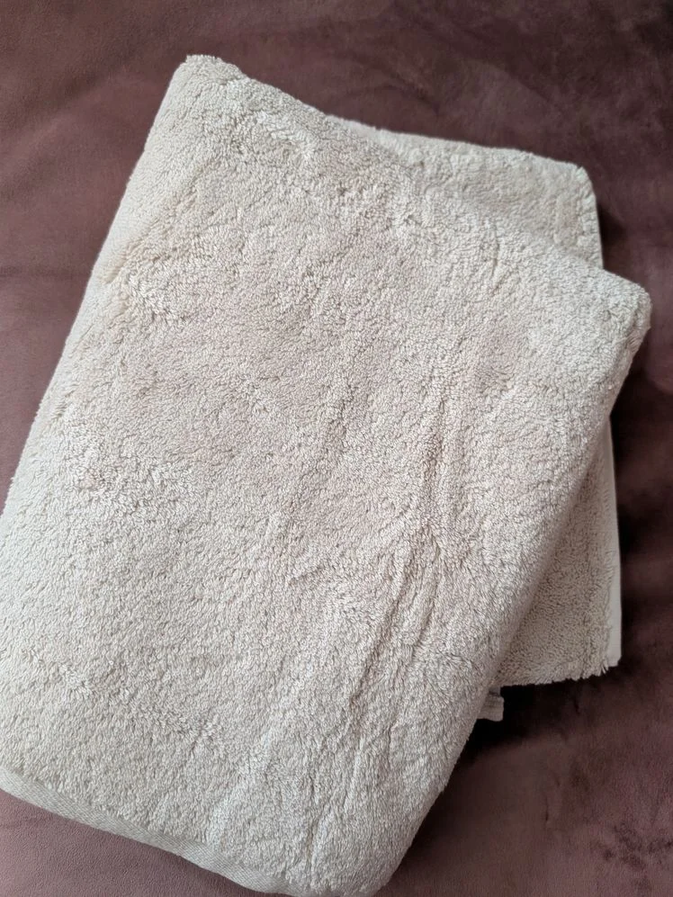 Towel on a wood surface.