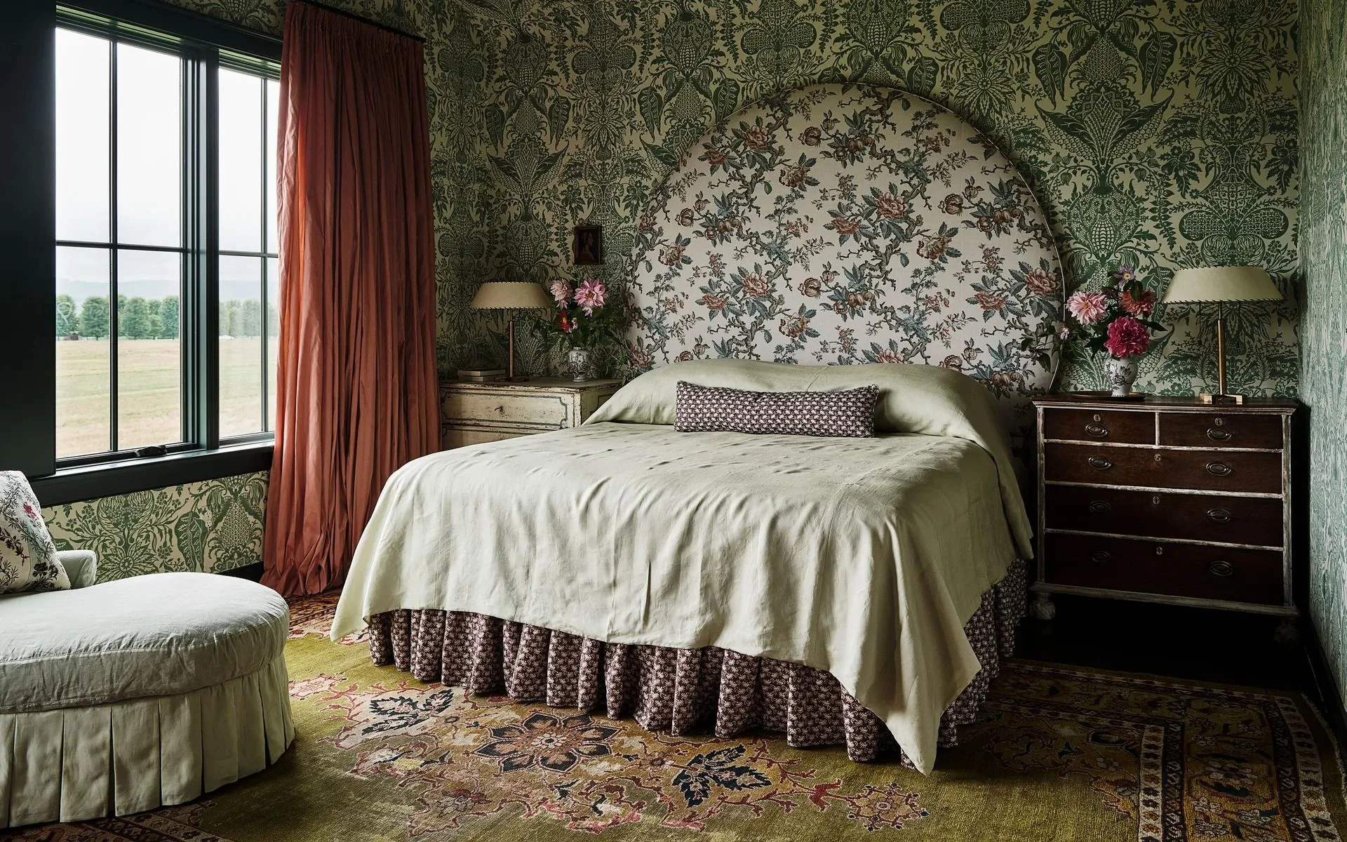 Image may contain Lamp Indoors Interior Design Home Decor Bed Furniture Rug Couch Bedroom and Room