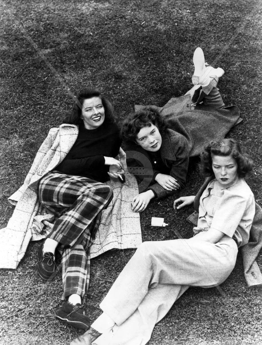 Image may contain Katharine Hepburn Sally Forrest Katharine Hepburn Photography Clothing Pants Face Head and Person