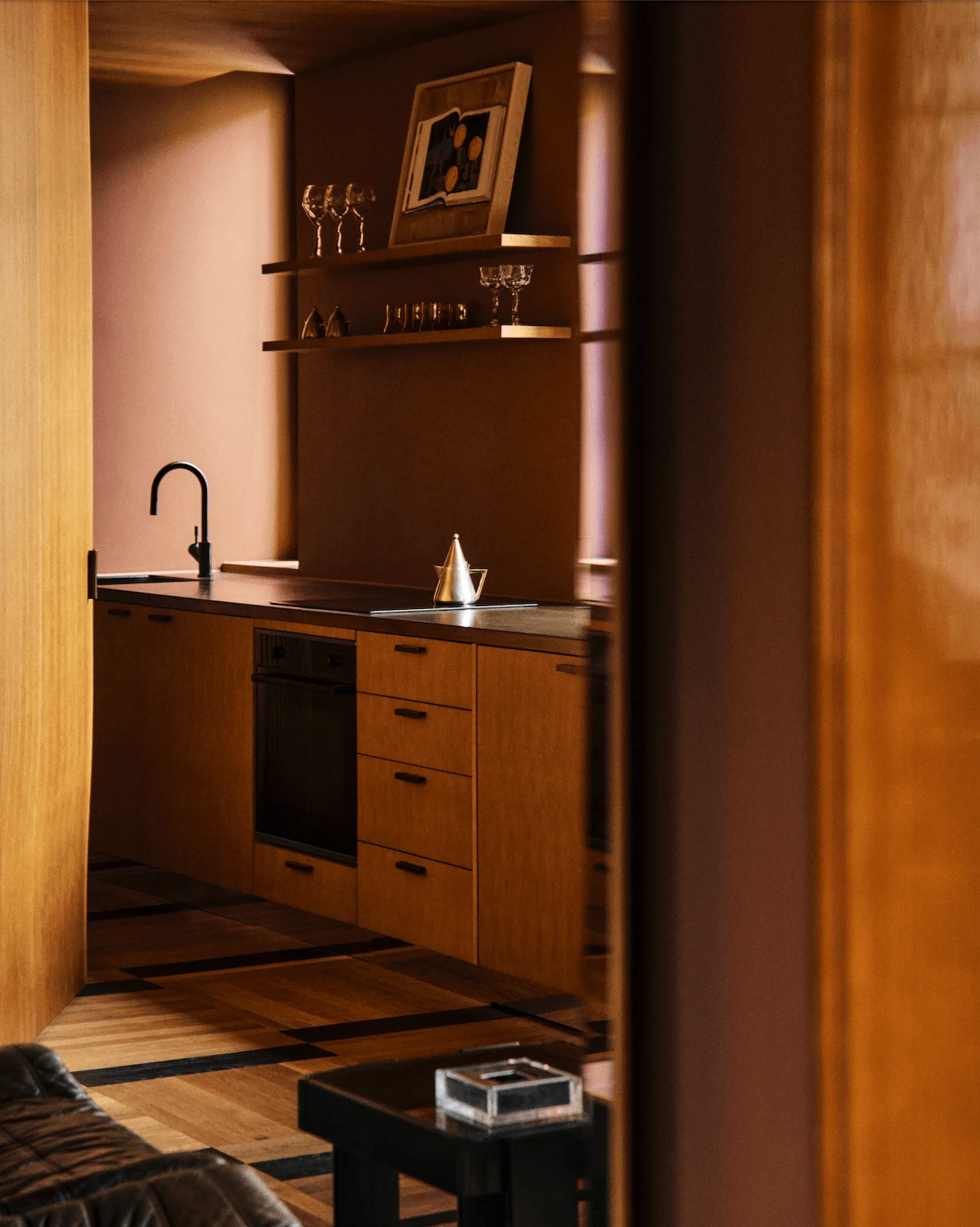 Image may contain Indoors Interior Design Wood Hardwood Floor Flooring Closet Cupboard Furniture and Cabinet