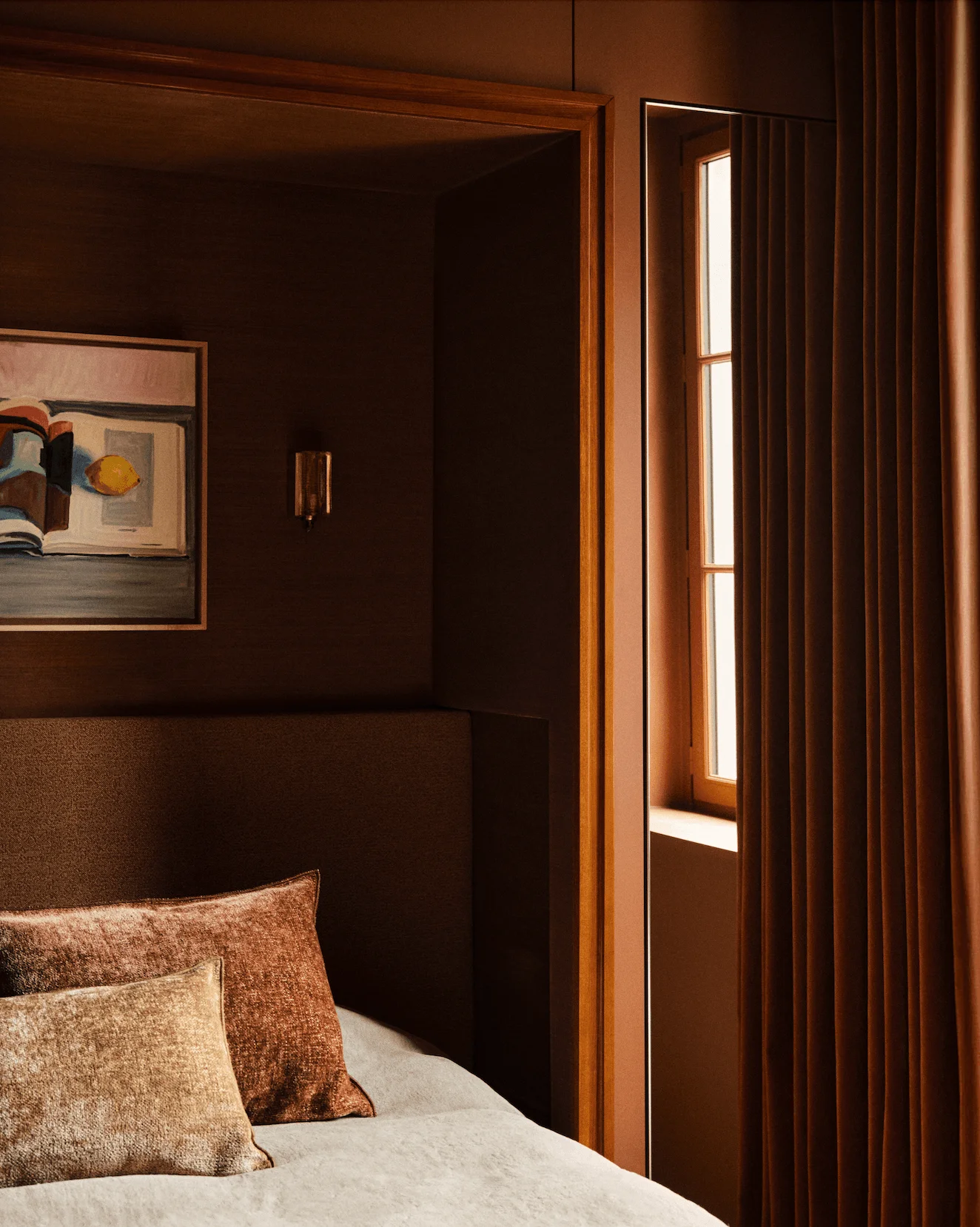 Image may contain Indoors Interior Design Cushion Home Decor Bed Bedroom Furniture Room Pillow and Door